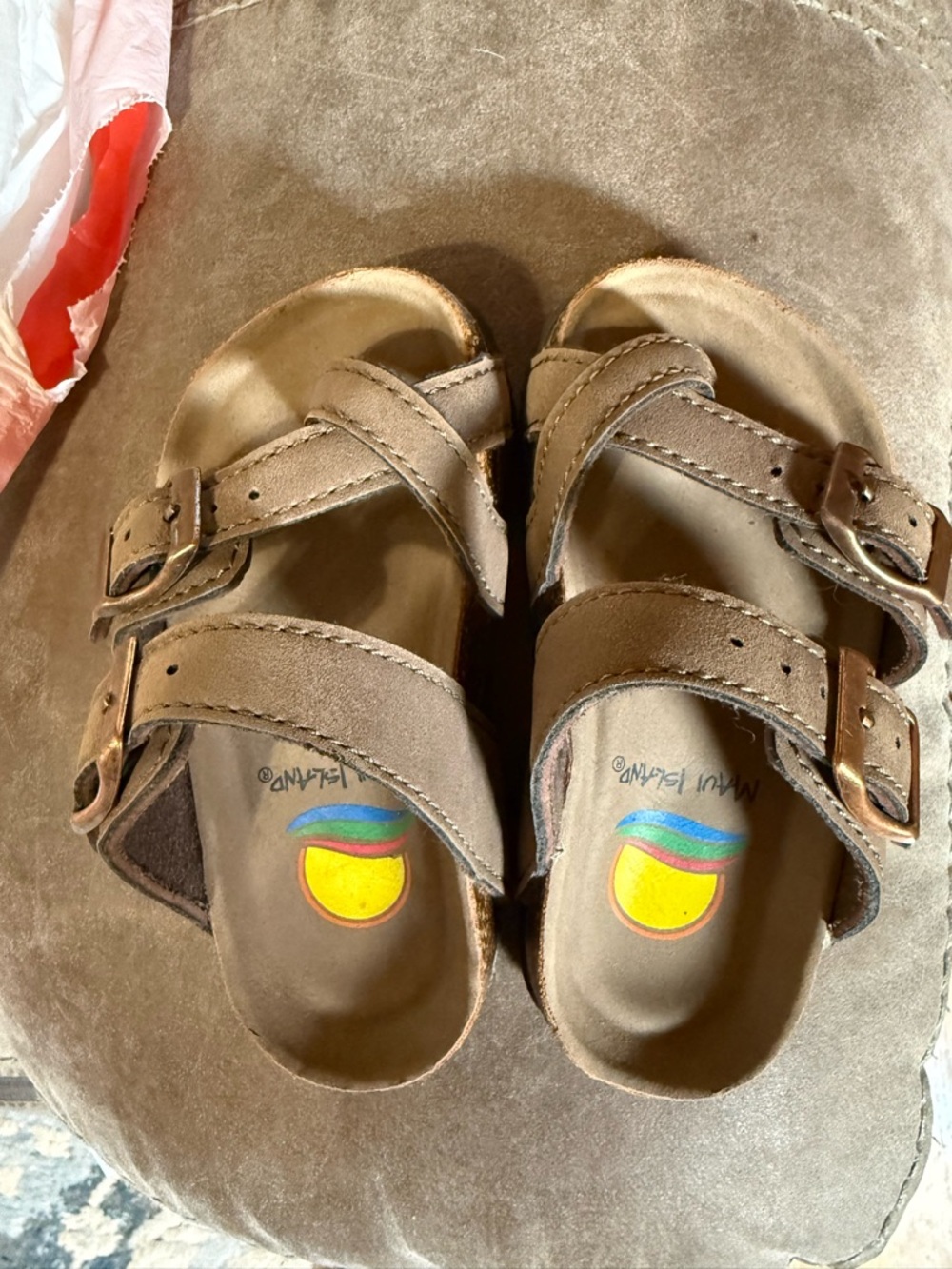 Kids Brown Double-Strap Sandals